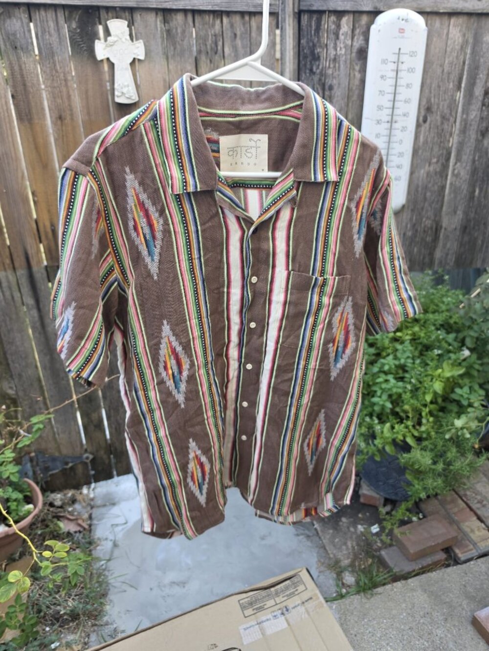 Kardo Handwoven Blanket Stripe Shirt Nutshell M